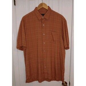 Van Huesen Mens Short Sleeve Button Up Shirt. Light Rust LG 16-16 1/2